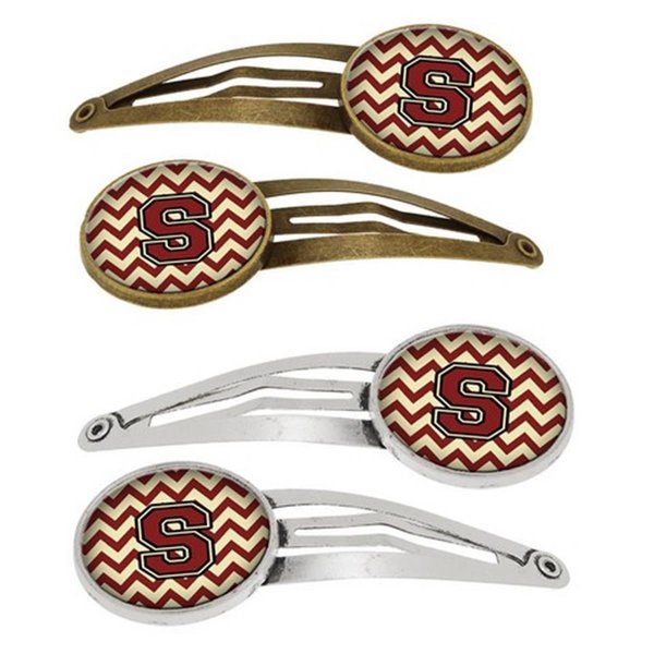 Carolines Treasures Letter S Chevron Maroon and Gold Barrettes Hair Clips, Set of 4, 4PK CJ1061-SHCS4